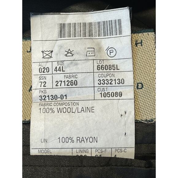 Joseph Abboud 44L Mens Charcoal Gray Gold Plaid Blazer Sport Coat Jacket - Picture 14 of 14